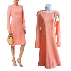 NWT GOAT JANE ATELIER Helena Sunset Coral Fit & Flare Wool Crepe Dress Size 12